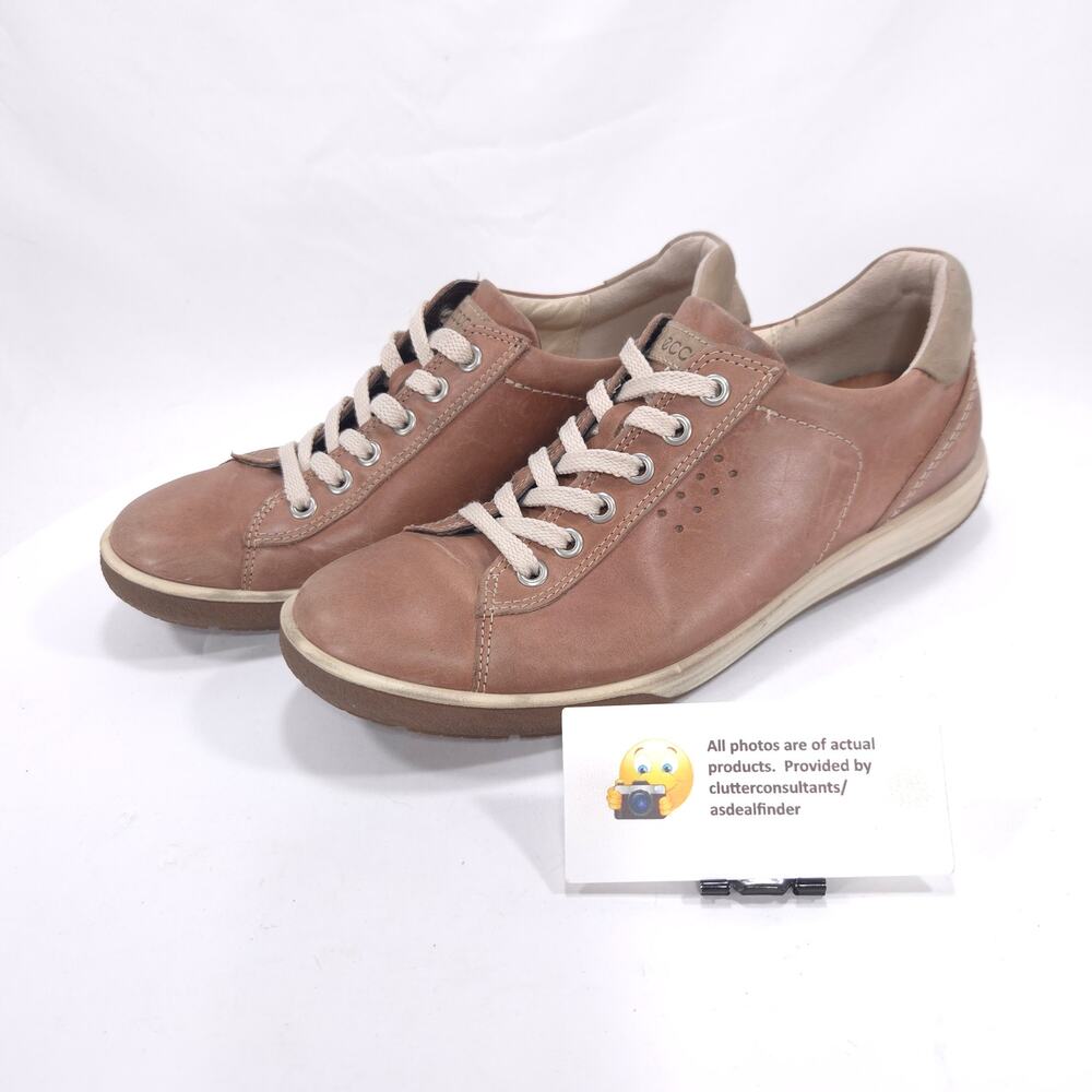 Ecco Leather Casual Lace Up Outdoor Sneaker Shoe Womens Size 8.5 39 Brown
